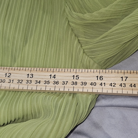 MISS ELLIETTE CALIFORNIA Vintage Chiffon Pleated With Lace Green‎ Size XS Lot CC - Picture 13 of 15